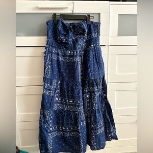 Navy Blue Patterned Women's Skirt